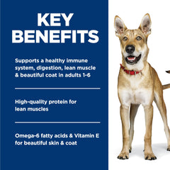 Hill's Science Diet Adult 1-6, ingredientes naturales y vitaminas para nutrición equilibrada.