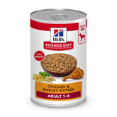 Hill's Science Diet Adult 1-6, alimento húmedo de pollo y cebada, proteína de alta calidad para perros adultos.