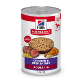 Hill's Science Diet, lata pollo y res, proteína de alta calidad para adultos.