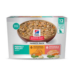 Hill's Science Diet adulto 1-6, pollo y verduras, bolsa 2,8 oz para sabor y peso equilibrado.