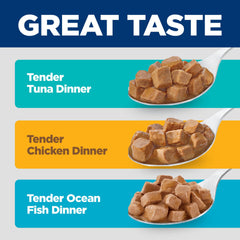 Hill's Science Diet: lata de pescado oceano tierno para gato adulto, textura suave en salsa.