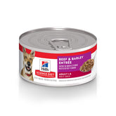 Hill's Science Diet para perro adulto con ternera y cebada, lata de 5.8 oz para 24 envases
