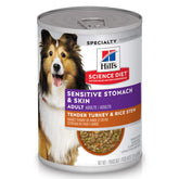 Hill's Science Diet estofado de pavo y arroz en lata para perros adultos.