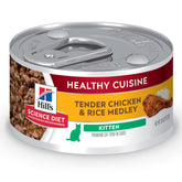 Hill's Science Diet Kitten Cocina Saludable en lata de pollo y arroz para gatitos en crecimiento.