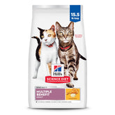 Hill's Science Diet Multi-Benefit para gatos adultos, bolsa de pollo de 15.5 lb para energía y mantenimiento.
