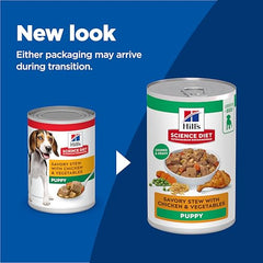 Hill's Science Diet Puppy trozos de pollo en lata, proteína para músculos en crecimiento.