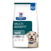 Hill's Prescription Diet w/d, saco de alimento para perro de 8,5 lb, apoyo digestivo y urinario.