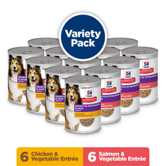 Hill's Science Diet Pack 12 latas, variedad de sabores para mantener el interés del perro.