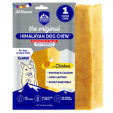 Himalayan Dog Chew Original Yak Cheese con pollo en primer plano, ideal para perros grandes.