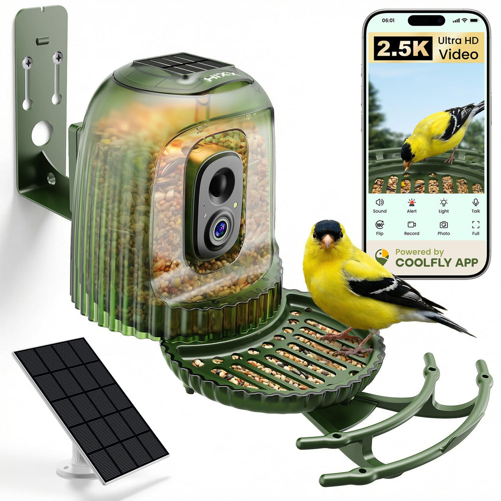 HIXX Alimentador de Aves con cámara 4MP, vista frontal para observar visitas.