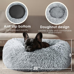Hoewina cama-gato-donut-gris-claro crea un rincón suave para siestas tranquilas