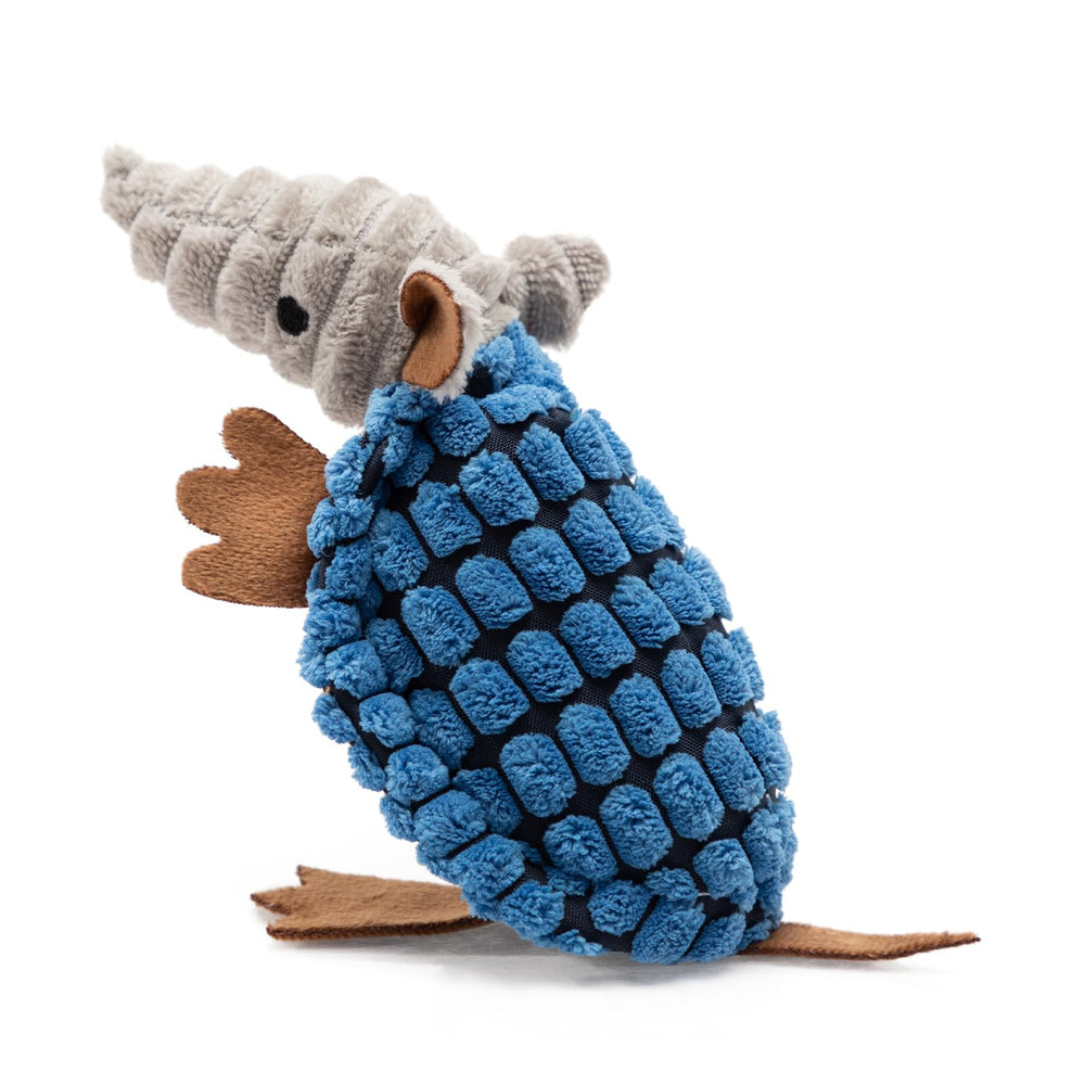 Juguete Hollypet armadillo azul de 6 pulgadas para perros, ideal para juego suave.