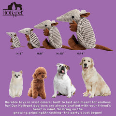 Hollypet Armadillo juguete perro gris, duradero para mordidas diarias.