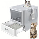 Homegroove bacinilla para gatos en acero inoxidable con cajón desplegable, limpieza fácil.