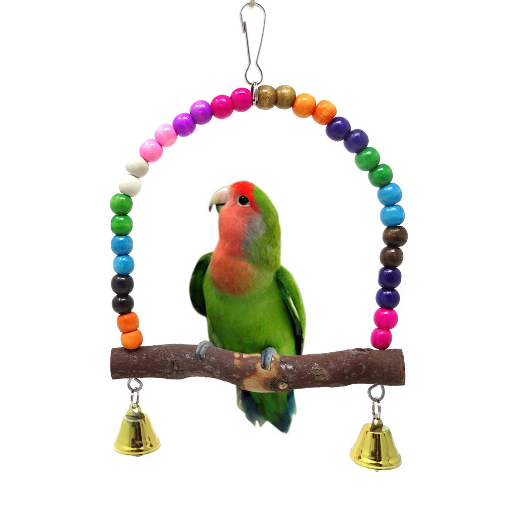 Honbay columpio para pájaros de madera, juego seguro en jaula