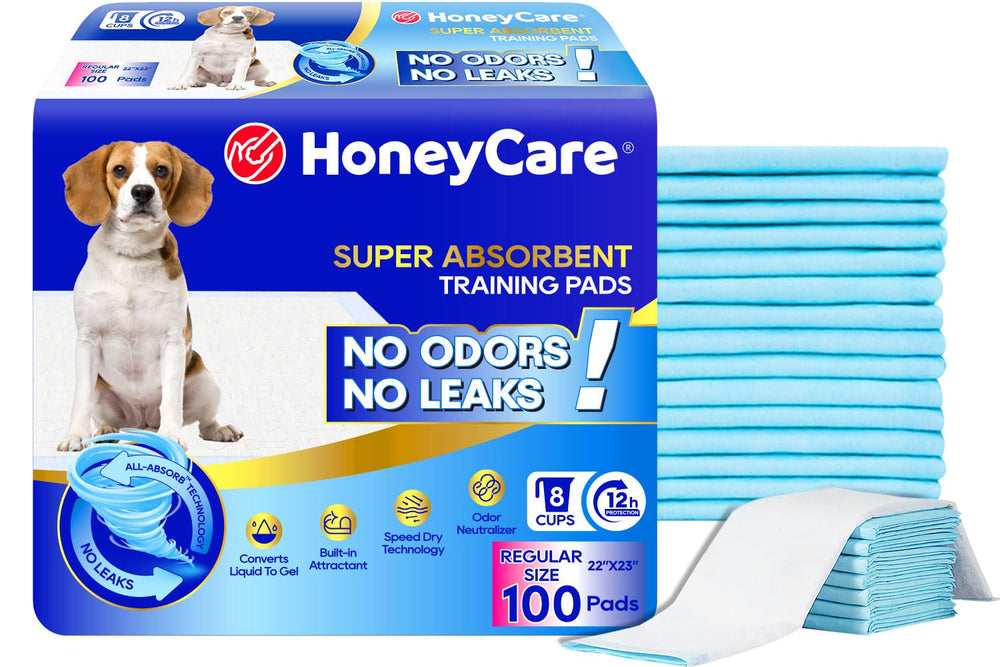 HONEY CARE All-Absorb, vista frontal de la almohadilla azul, ideal para entrenamiento canino