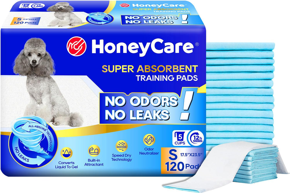 Honey Care All-Absorb almohadillas azules para entrenamiento de perros, listas para usar.