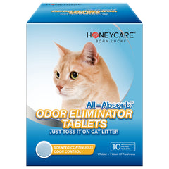 Tabletas HONEY CARE eliminadoras de olor para caja de arena de gatos con jazmín.