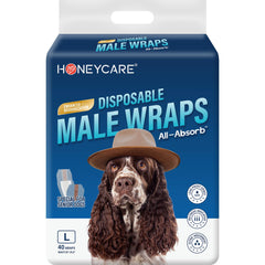 Honeycare envoltura masculina con ajuste seguro para perros grandes y confort diario.