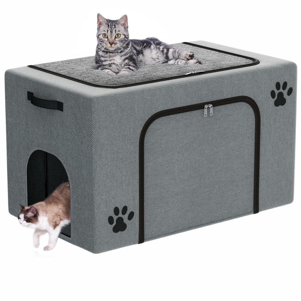 Honiakaka caja-arena con cama para gatos, espacio amplio para mascotas.