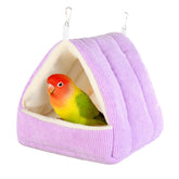 Hoopttay Bird Bed en jaula con capucha morada, abrigo suave para aves pequeñas.
