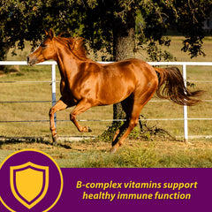Horse Health Red Cell Pellets se mezcla fácilmente sin desorden en la comida.