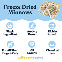 Hotspot Pets pececillos liofilizados, topping para croquetas, potencia sabor natural.