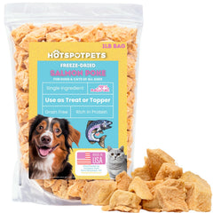 hotspot pets salmón liofilizado en bolsa 1 lb, snack natural para gatos y perros.