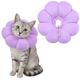 Collar cono Hpmjz flor morado, cómodo para la recuperación del gato.