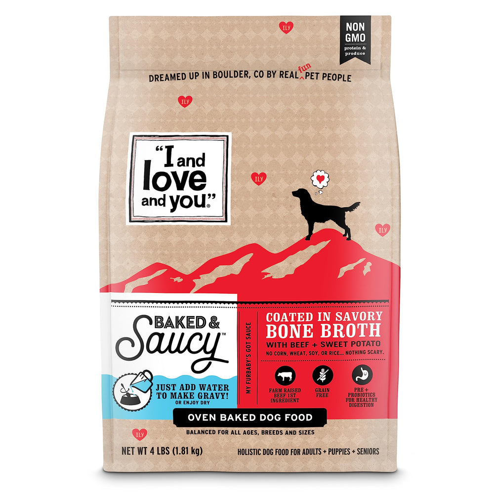 Bolsa de I AND LOVE AND YOU, 10-25 libras, comida para perros con res y batata.