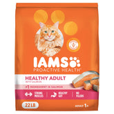 IAMS Salud Proactiva para gatos adultos con salmón real, croquetas crujientes para cada comida.