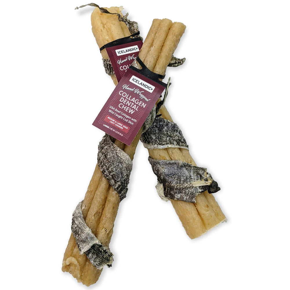 Icelandic+ masticables de colágeno con res para dientes, apoyo a higiene dental.