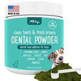 iHeartDogs Polvo dental para perros, apoyo suave para limpieza bucal y aliento fresco.