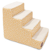 Majestic Pet 4 Step Portable Dog Stairs for Small Dogs to get on Bed Supports 25 lbs or Less – Dog Steps for High Bed with Machine Washable Cover – Pet Stairs for Cats Towers Yellow