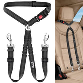 Lukovee Doble Cinturón para Perros en Coche – Seguridad para 2 Mascotas, 360° sin Enredos, Alto Ajuste