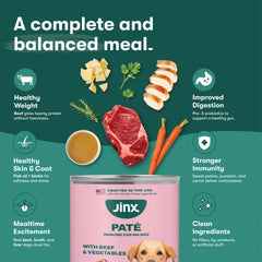 Jinx Latas Húmedas Premium para Perro – Paté de Res, Sin Cereales, Pack de 12 x 13 oz