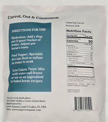 Mezcla de Improve Equine sabor zanahoria canela avena para beber sabroso.