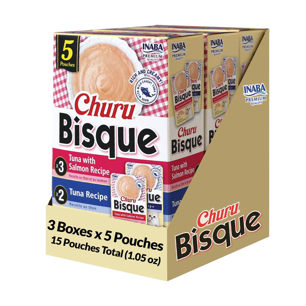 INABA Churu Bisque para gatos, porción 1 oz, ideal como acompañamiento sabroso.