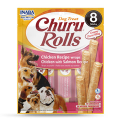 INABA Churu Rollos envueltos de pollo con salmón, merienda de alta calidad para entrenamiento