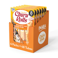 INABA Churu Rolls para perros, empaque de 8 tubos para entrenamiento portátil