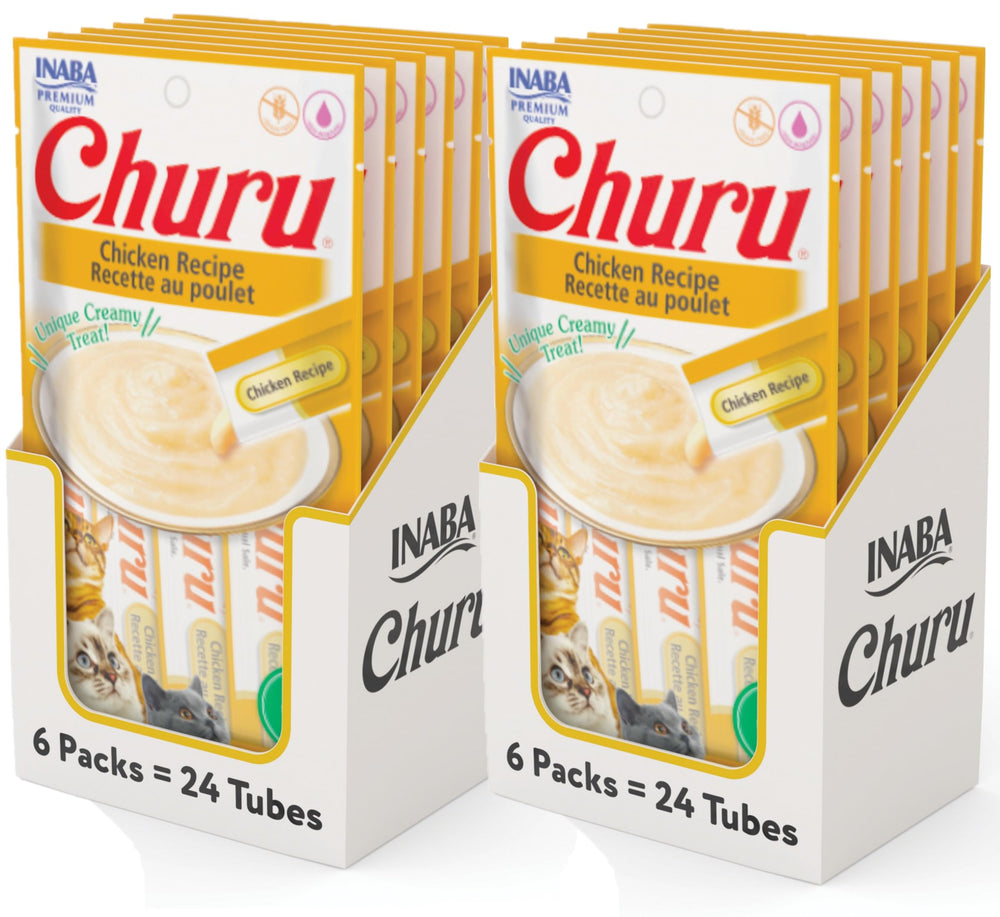 INABA Churu tubo puré pollo, snack hidratante para gatos.