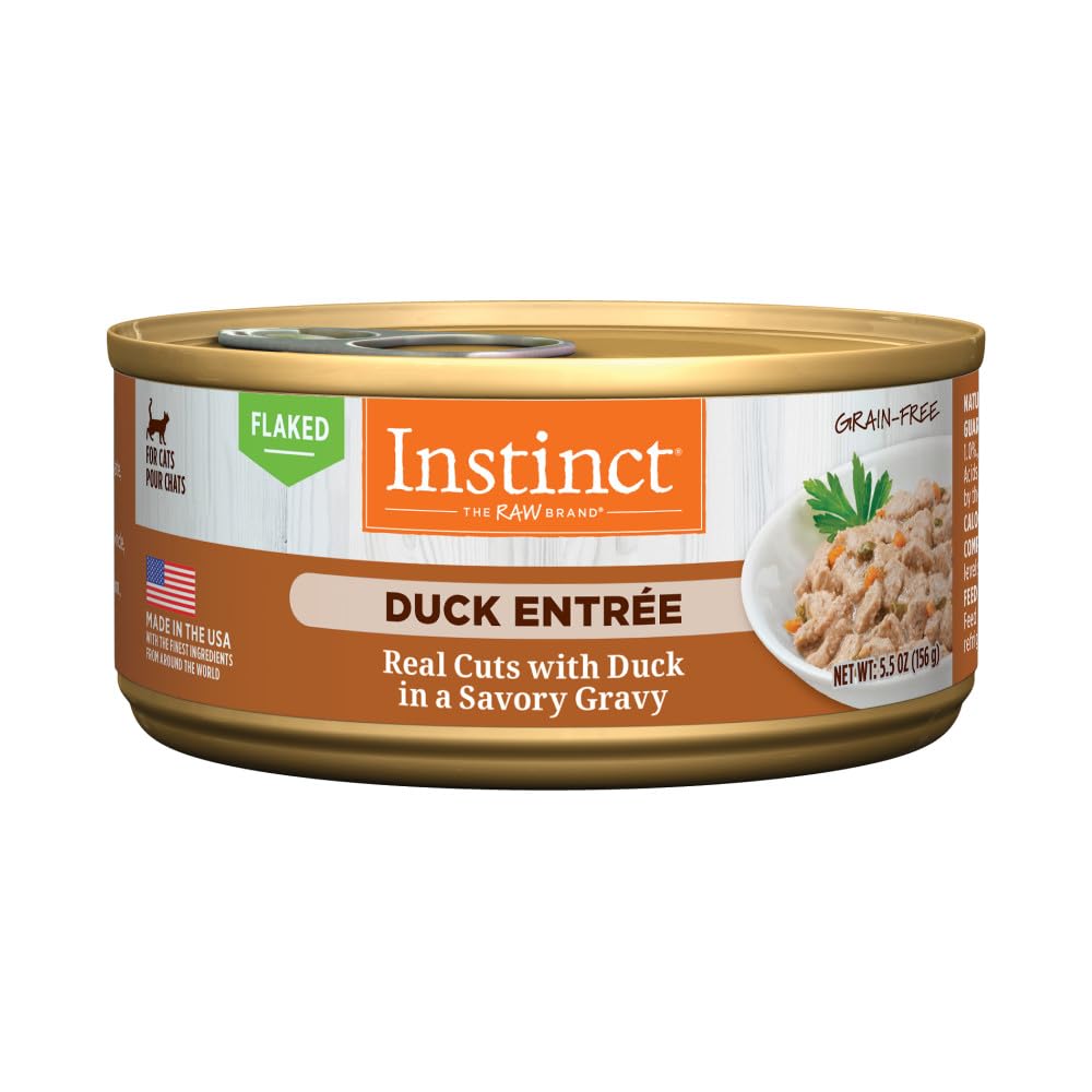 Instinct Lata pato real en salsa, proteína de calidad para gatos activos.