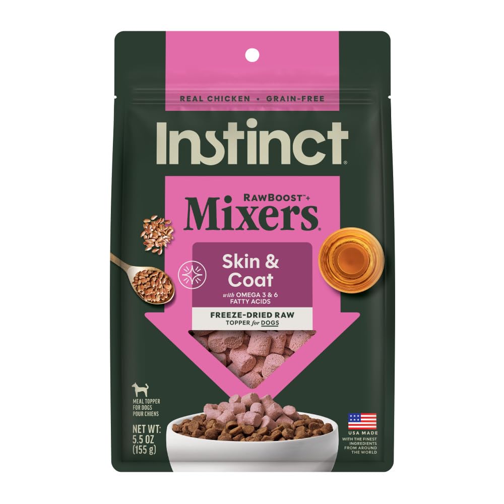 Instinct RawBoost, mezcla en tazón para realzar sabor y apoyar piel y pelaje saludables.