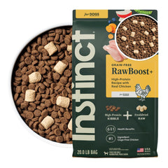 Instinct RawBoost: pollo real en bocado, fuente de proteína para músculos magros.