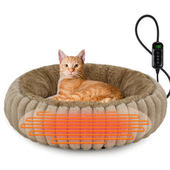 Cama INVENHO calentada donut de 20 pulgadas para gatos y perros pequeños