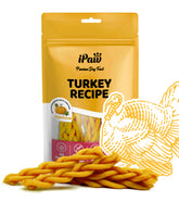 iPaw Premios de pavo en trenza de calabaza para entrenamiento.