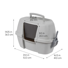 IRIS USA caja de arena en esquina con tapa plegable para limpieza fácil