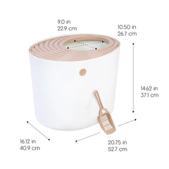IRIS USA caja de arena con diseño cerrado que oculta la basura y reduce olores.