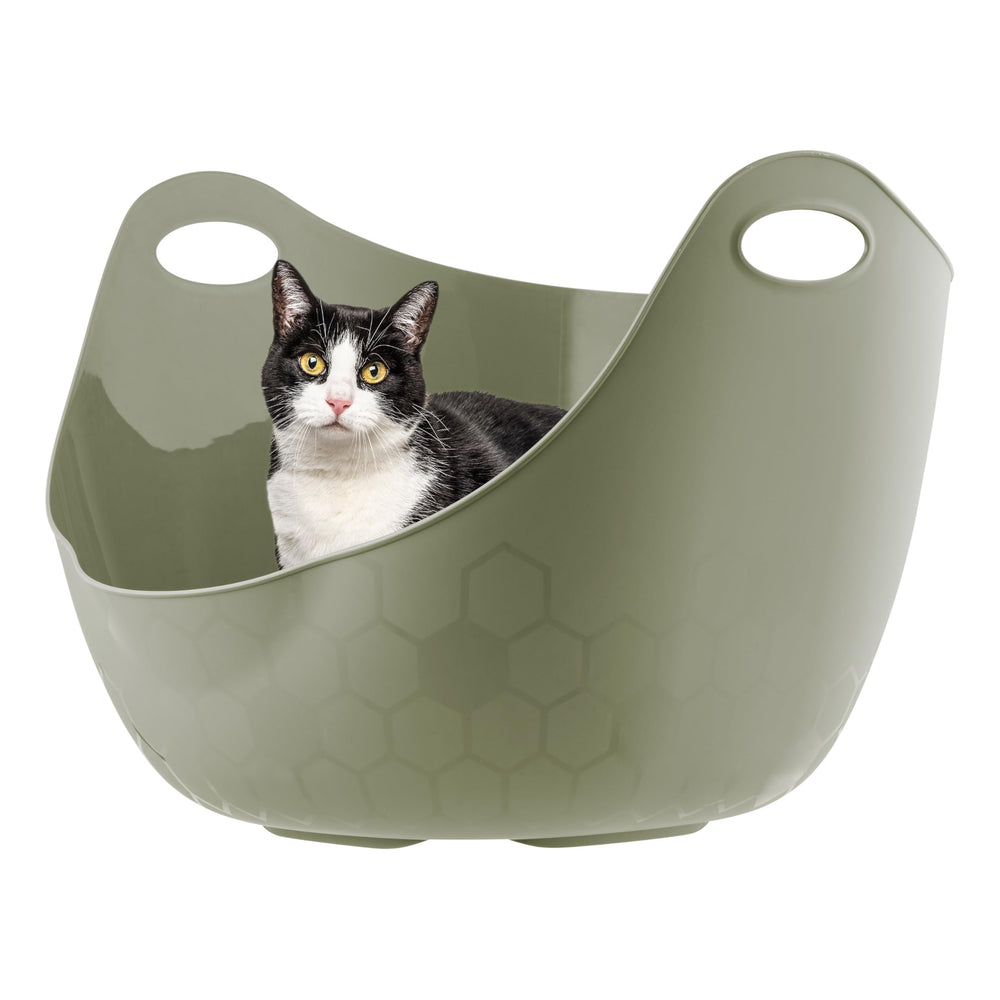 Iris USA: caja de arena para gatos con paredes altas y manijas ergonómicas