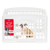 IRIS USA Dog Playpen con puerta integrada para acceso seguro.